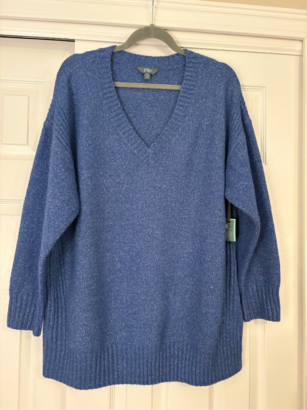 Plus size 1X Terra & Sky Heathered beautiful blue Knit Sweater